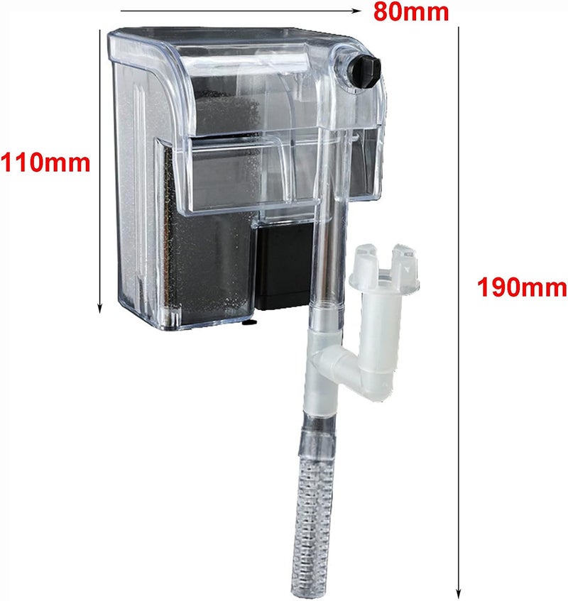 Meridian Cukol Small Fish Tank Filter Pump – Hang‑on‑Back, Adjustable Telescopic Tube, Water Flow Control, Includes Filter Sponges - CT - Image 2
