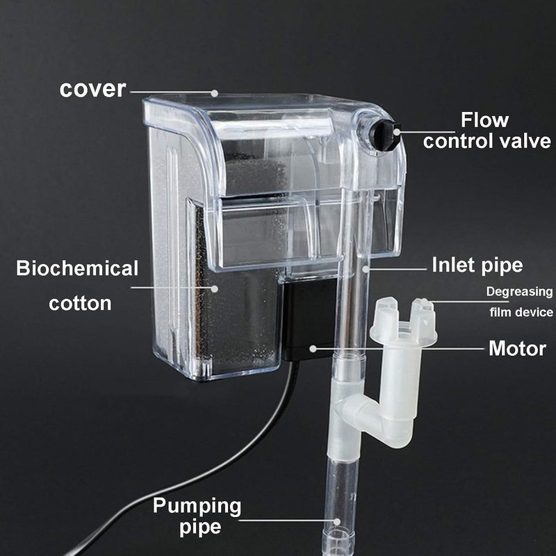 Meridian Cukol Small Fish Tank Filter Pump – Hang‑on‑Back, Adjustable Telescopic Tube, Water Flow Control, Includes Filter Sponges - CT - Image 4