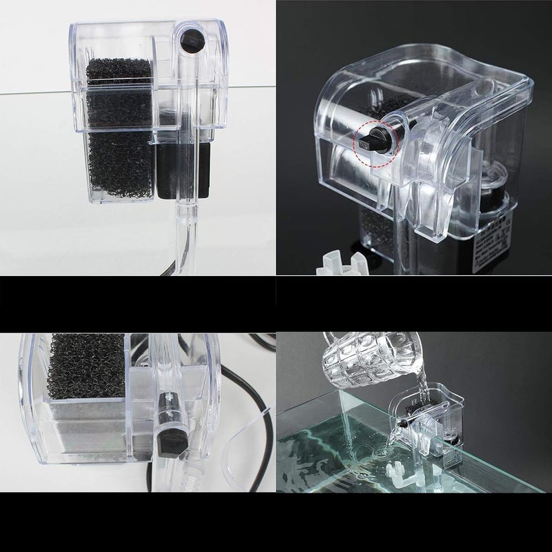 Meridian Cukol Small Fish Tank Filter Pump – Hang‑on‑Back, Adjustable Telescopic Tube, Water Flow Control, Includes Filter Sponges - CT - Image 3