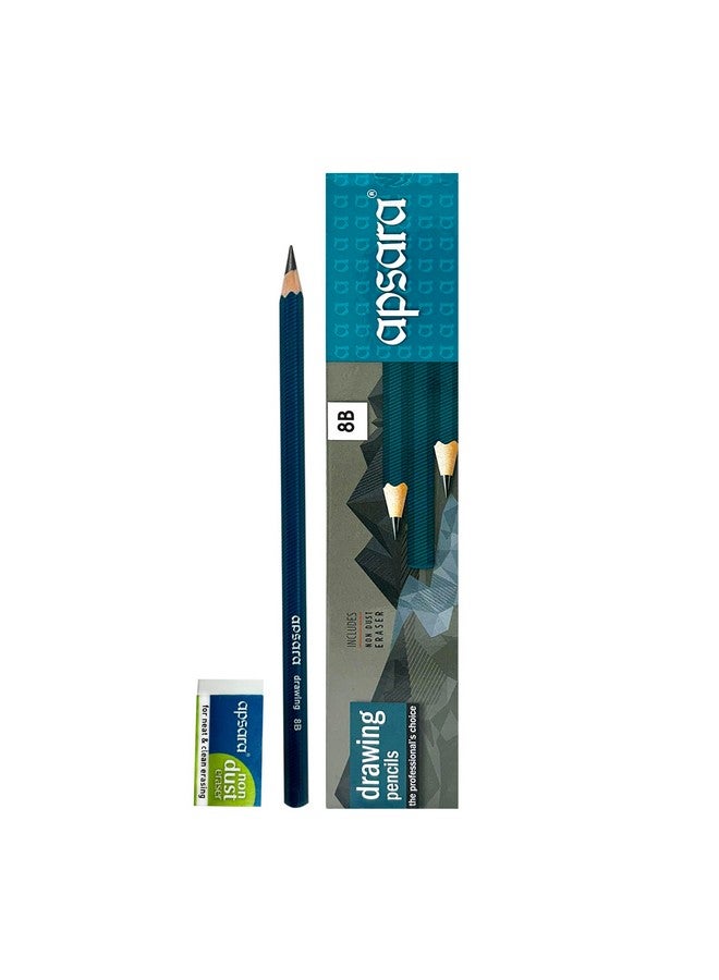 Apsara Drawing Pencils 8B, Special Impregnated Lead, Extra Smoothness While Using, Useful For Drawing, Sketching, Shading And Drafting, Superior Lead Quality (Pack Of 10), Ink Black - Image 1
