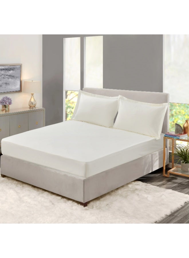 TW Premier Premium Fitted Bed Sheet Set with Oxford Edge Pillowcases | 3-Piece Set | High-Quality 90 GSM Microfiber | 30 cm Deep Pocket - Image 1