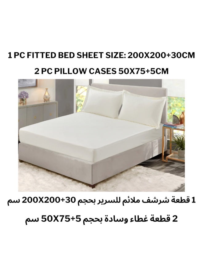TW Premier Premium Fitted Bed Sheet Set with Oxford Edge Pillowcases | 3-Piece Set | High-Quality 90 GSM Microfiber | 30 cm Deep Pocket - Image 2