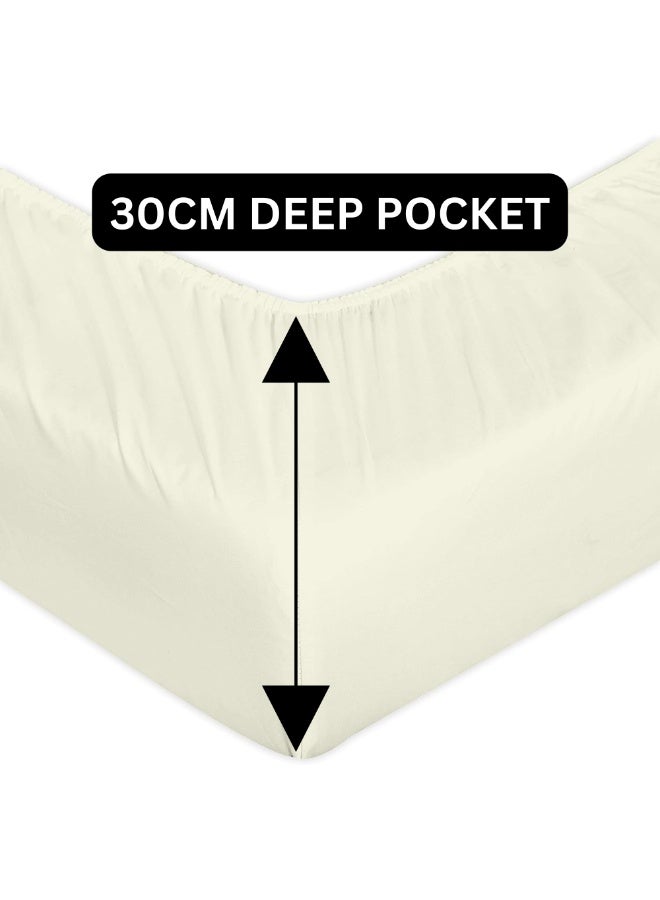 TW Premier Premium Fitted Bed Sheet Set with Oxford Edge Pillowcases | 3-Piece Set | High-Quality 90 GSM Microfiber | 30 cm Deep Pocket - Image 4