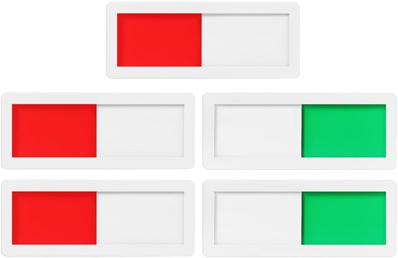لافتة خصوصية لحمامات المكاتب من Kichvoe، نوع منزلق، مقاس 10x4 سم، مربع أبيض، 5 قطع، مؤشر لحالة الغرفة (مشغولة/خالية)، مناسبة للفنادق وقاعات المؤتمرات - Image 1