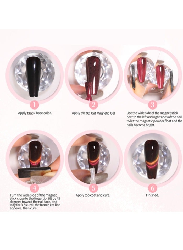 Born Pretty 9D Cat Eye Gel Nail Polish,Cat Magnetic  Gel Polish 10ml Polaris Black Base Effect ,Nail Art Soak-off Gel Polish, Sparkle Stunning Gel Polish - Image 2