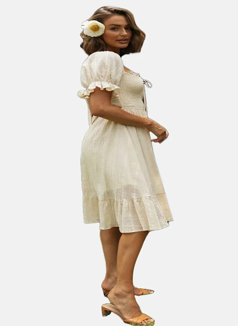 YUNIQEE Lace-Up Smocked Dress
