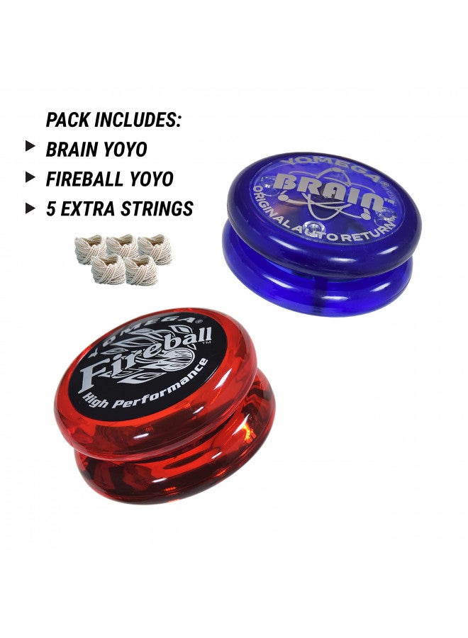 Yomega 2 Legendary Spinners The Original Yoyo with A Brain and Fireball Transaxle Yo-Yo. Beginner, Intermediate and Pro Level String Trick Play. Includes 5 Extra Strings (Fireball-Brain-Dark-Blue-Red) - Image 2