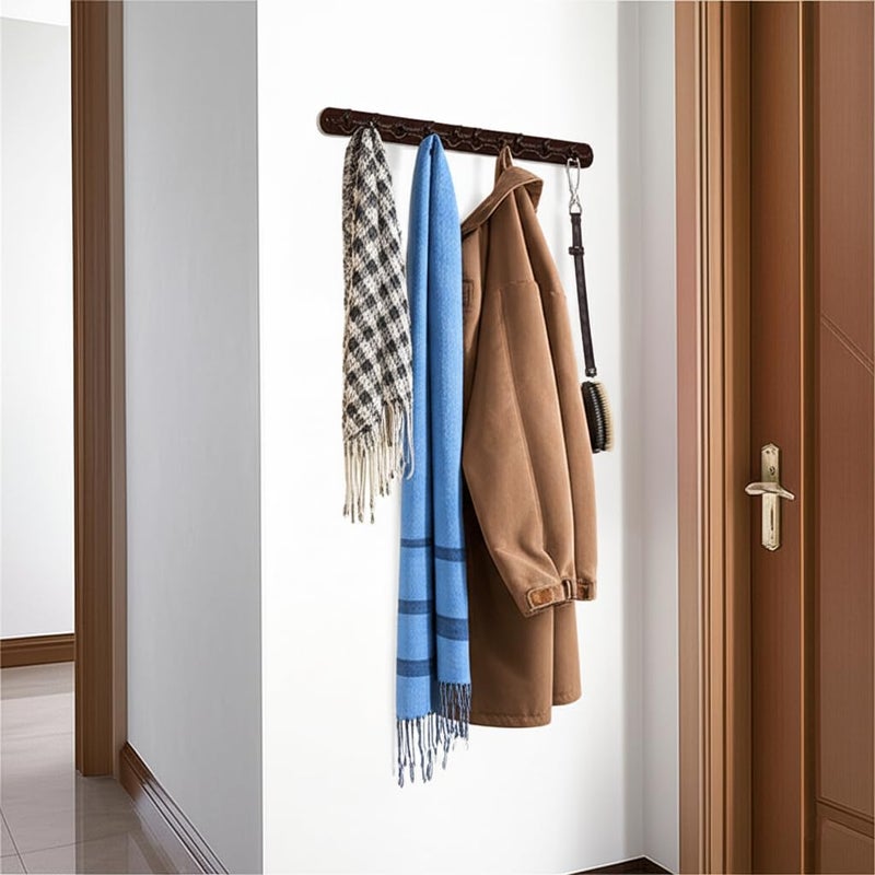 iSTAR Alloy Steel 8 Pin Bathroom Cloth Hooks Hanger Door Bathroom Robe Hooks Rail for Hanging Keys,Clothes,Towel Steel Hook Khooti (Brown, Pack of 2) - Image 5