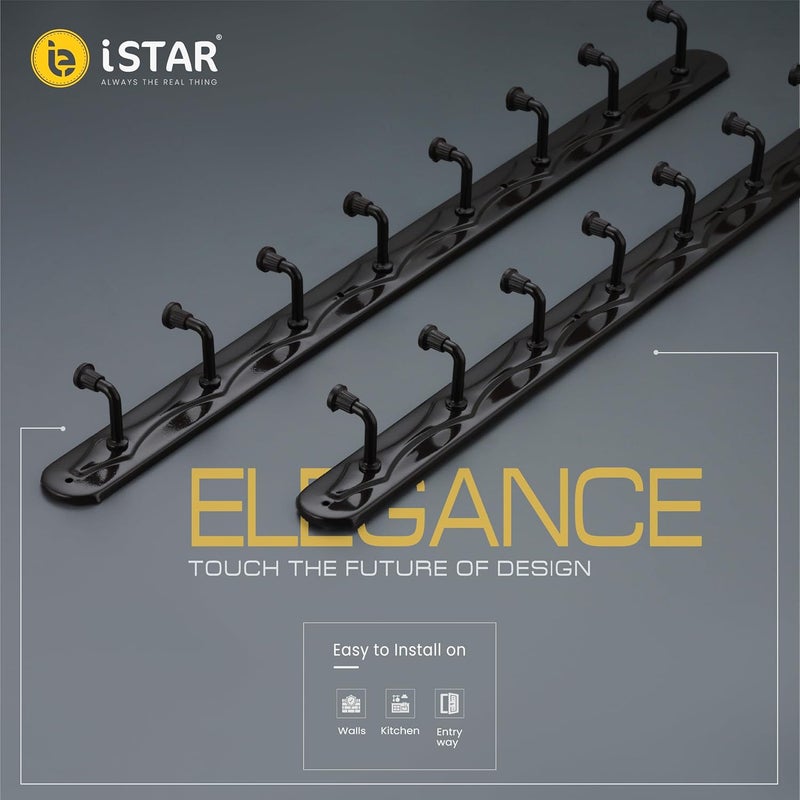 iSTAR Alloy Steel 8 Pin Bathroom Cloth Hooks Hanger Door Bathroom Robe Hooks Rail for Hanging Keys,Clothes,Towel Steel Hook Khooti (Brown, Pack of 2) - Image 3