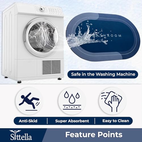 SITTELLA® 2 Pieces (3.5mm) Anti-Skid Water Soaking Oval Bathroom Print Rubber Mat, Water Absorbent Mat (40X60Cm) Blue - Image 4