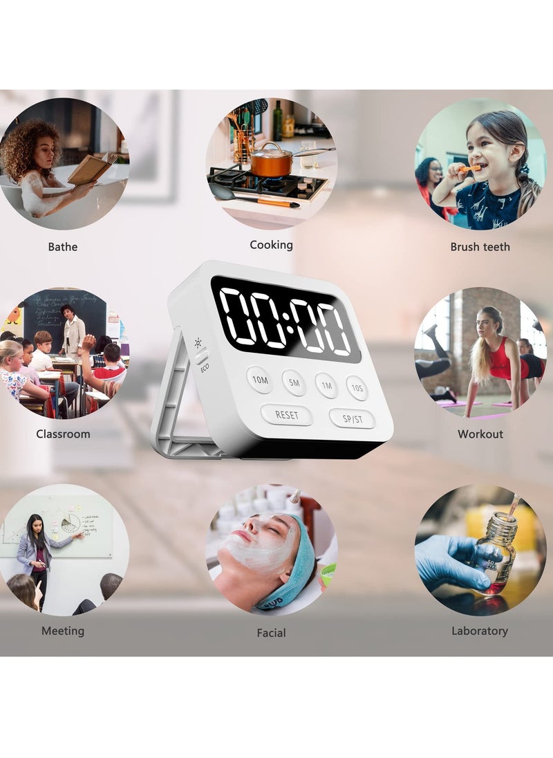 مؤقت مطبخ، ساعة توقف رقمية مغناطيسية مؤقت عد تنازلي عد تصاعدي مع شاشة LED كبيرة حجم قابل للتعديل للطهي، التمرين، الخبز، الفصل الدراسي للأطفال