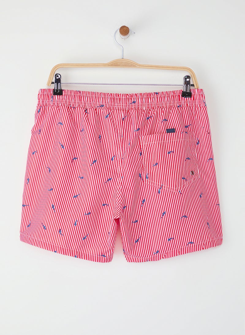 trendyol Red Standard Size Striped Fish Pattern Swimsuit Swim Shorts Tmnss25Ds00000 - Image 3