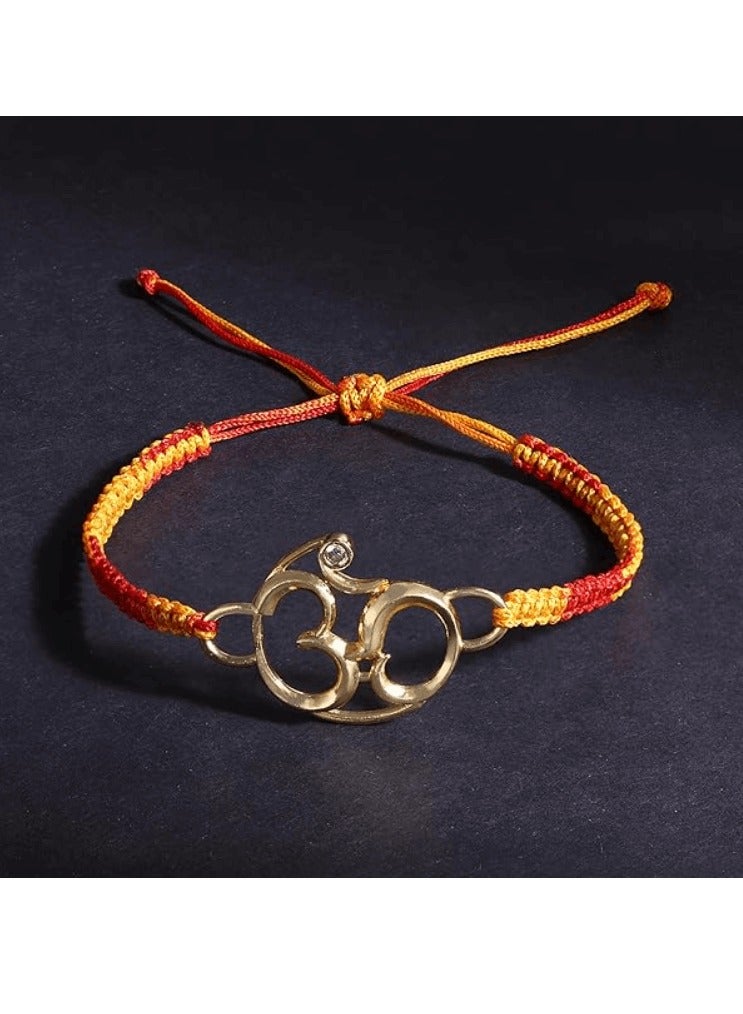 MINUTIAE Rakhi Gift for Brother with Gold Plated OM Pandent Religious and Designer Rakhi Bracelet for Raksha Bandhan Rakshabandhan - Image 3