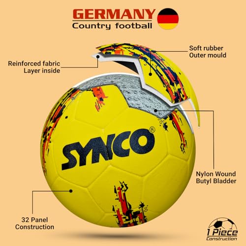 Synco Football Germany | Rubber Moulded | Training Country Ball for Beginners | Suitable for Indoors/Outdoors - Image 4