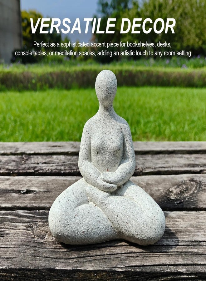 qumHmup Abstract Meditation Lady Statue, 5.2 inches, White Resin Yoga Figurine, Modern Home Office Desk Decor - Image 5