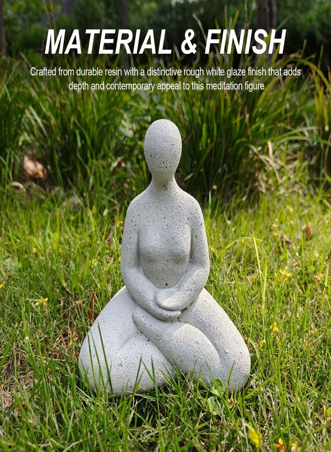 qumHmup Abstract Meditation Lady Statue, 5.2 inches, White Resin Yoga Figurine, Modern Home Office Desk Decor - Image 3
