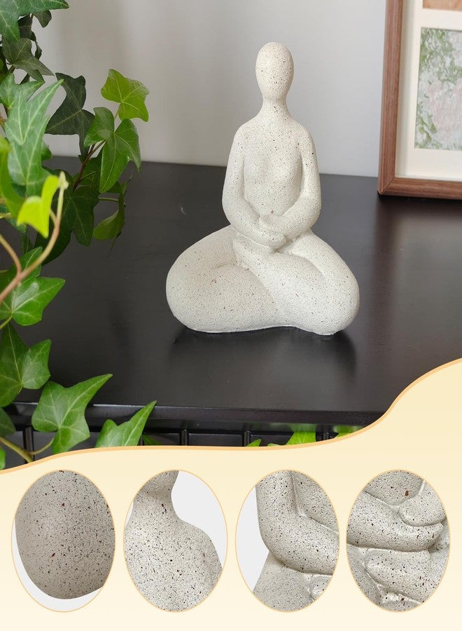 qumHmup Abstract Meditation Lady Statue, 5.2 inches, White Resin Yoga Figurine, Modern Home Office Desk Decor - Image 4