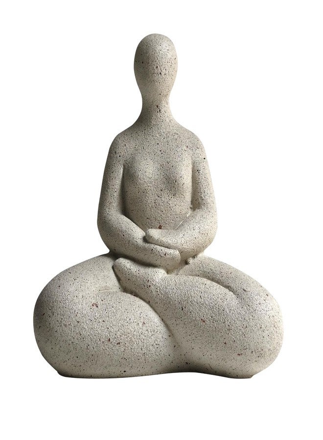 qumHmup Abstract Meditation Lady Statue, 5.2 inches, White Resin Yoga Figurine, Modern Home Office Desk Decor - Image 1