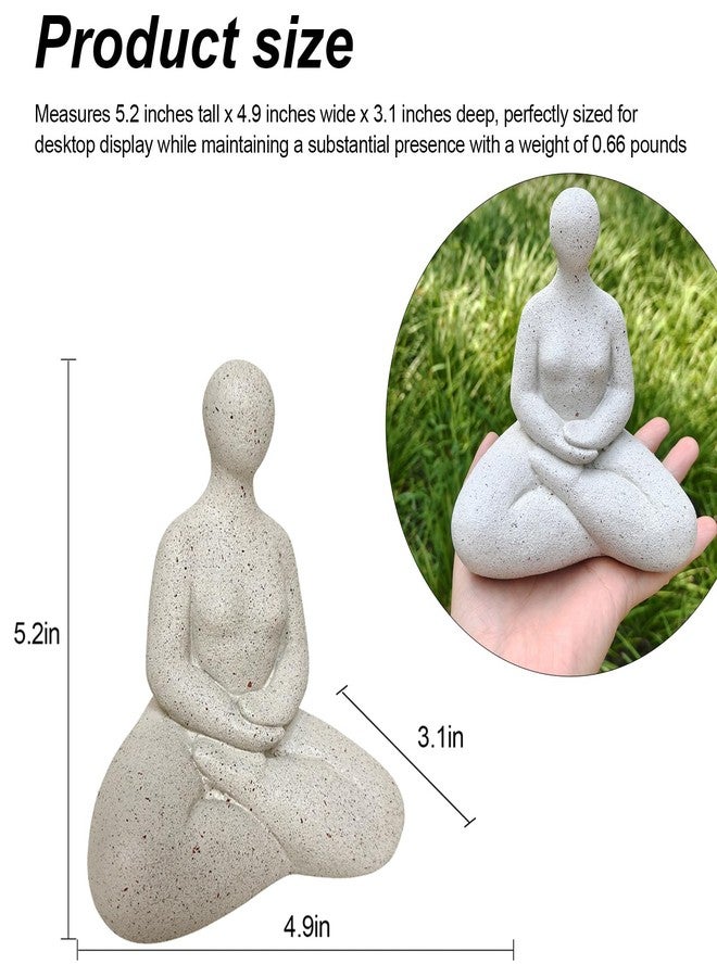 qumHmup Abstract Meditation Lady Statue, 5.2 inches, White Resin Yoga Figurine, Modern Home Office Desk Decor - Image 2
