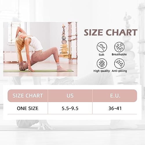 American Trends Pilates Socks with Grips for Women Yoga Non Slip Grippy Barre Dance Socks 3 Pairs-Black White Pink One Size - Image 5