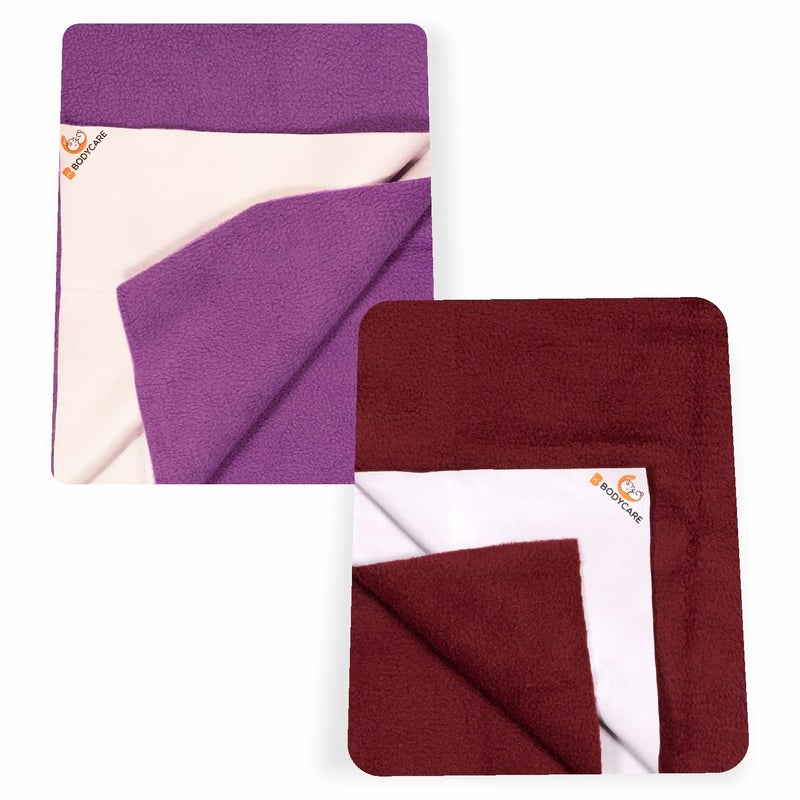 Bodycare Baby Dry Sheet Waterproof Bed Protector | Extra Absorbent | Anti - Bacterial & Odour Free Washable Gifts Pack, PACK of 2 Maroon & Violet 70 X 100 CM - Image 1