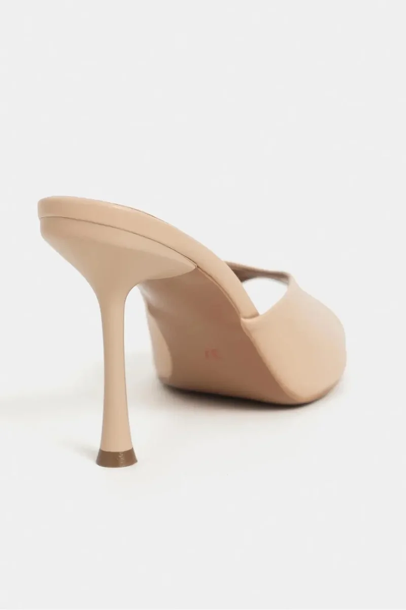 Nisantasi Shoes  Rodi Matte Pointed Toe Slim Heel Mule — Nude for Women | Best Price UAE