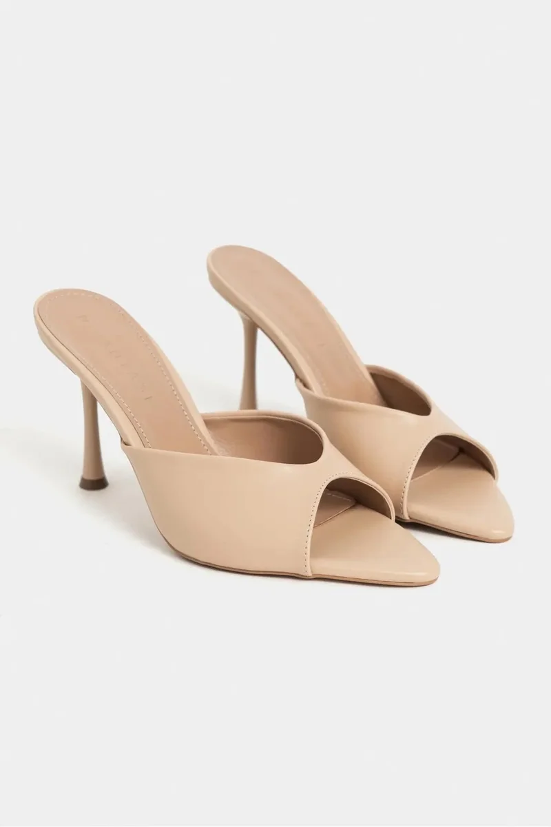 Nisantasi Shoes  Rodi Matte Pointed Toe Slim Heel Mule — Nude for Women | Best Price UAE