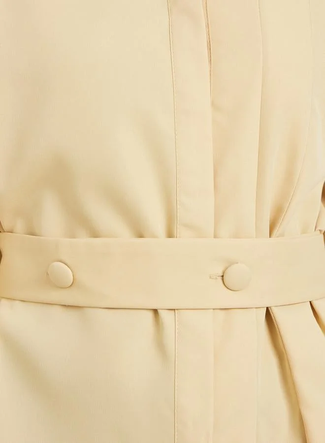 Styli Yellow Yellow Longline Belted Shirt for Women | Best Price UAE