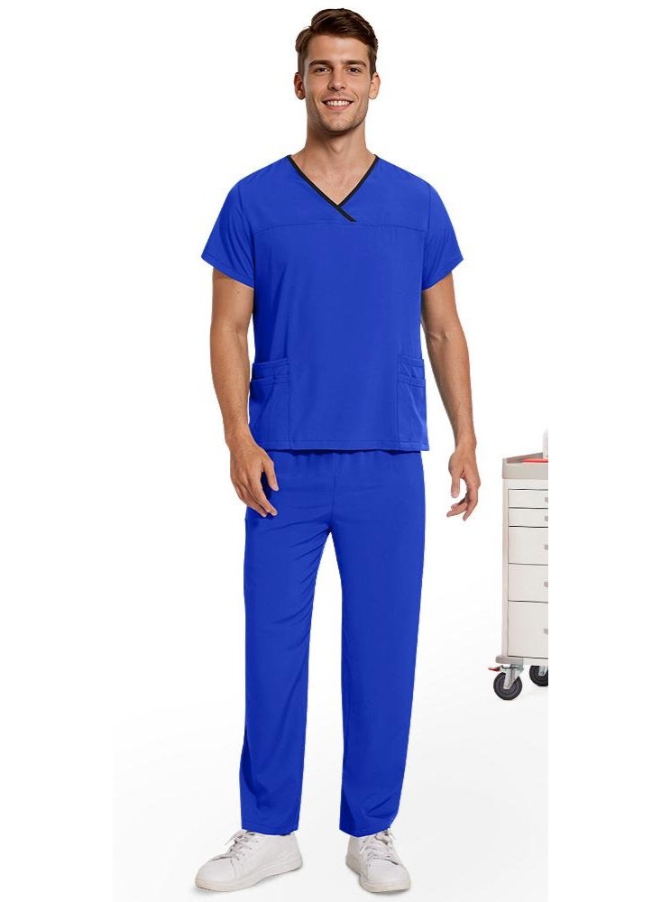 NIBEMINENT Veterinary Uniform Pet Grooming 2-piece Workwear Set Multi Colored Scrub Top Pant Nurse Unisex Scrubs Set Dental Scrub Women Men - Image 1