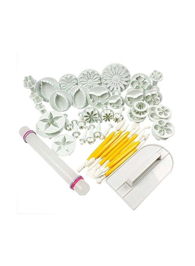 HOSL 46-Piece Flower Fondant Cake Sugarcraft Decorating Kit White/Yellow - Image 1