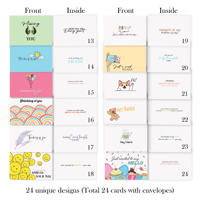 Hat Acrobat Thinking of You Cards with Envelopes - 24 Thinking of You Greeting Cards with Unique Designs and Inspiring Words - The Perfect Encouragement Cards to Send to a Close Friend, Relative or Loved One (24) - Image 3