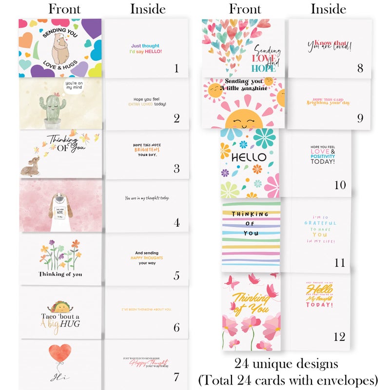 Hat Acrobat Thinking of You Cards with Envelopes - 24 Thinking of You Greeting Cards with Unique Designs and Inspiring Words - The Perfect Encouragement Cards to Send to a Close Friend, Relative or Loved One (24) - Image 2