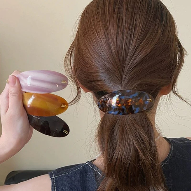 Retro Elegant Hair Clips French Low Ponytail Clips Acetic Acid Barrettes Oval Shaped Hairpins Headwear for Korean Women Clips - Image 3
