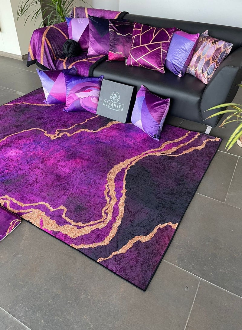 RIZARIES Purple Abstract Centerpiece Rug, Fabric, Rectangle - Image 1