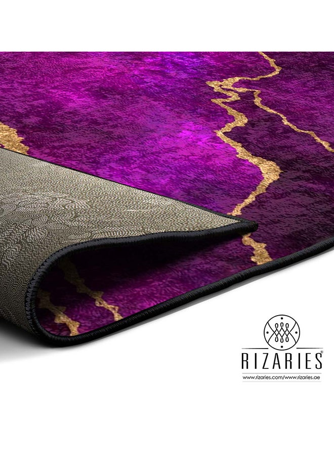 RIZARIES Purple Abstract Centerpiece Rug, Fabric, Rectangle - Image 3
