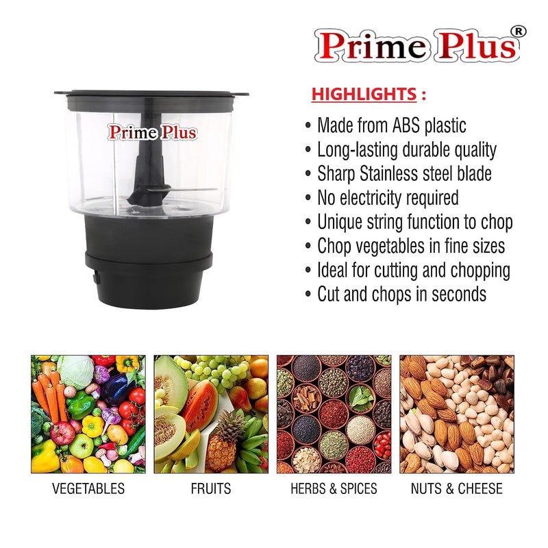 PRIME PLUS ملحق وعاء تقطيع بلاستيك ABS لخلاط لطحن البصل والسلطة والطماطم والبطاطس مع شفرات فولاذية كبيرة لتقطيع الفواكه والخضروات - Image 3