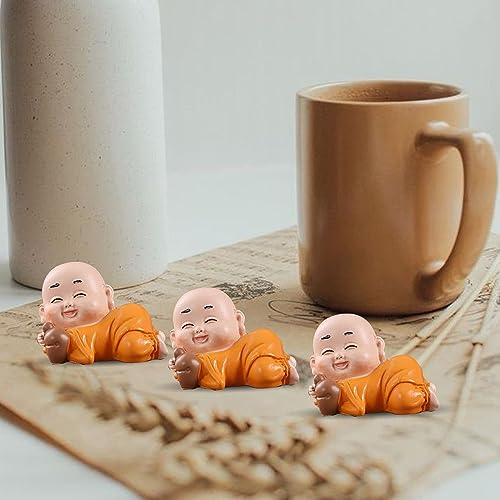 Xtore Little Cute Buddha for Table Decor | Home Decor (Pack of 3, Orange) - Image 2