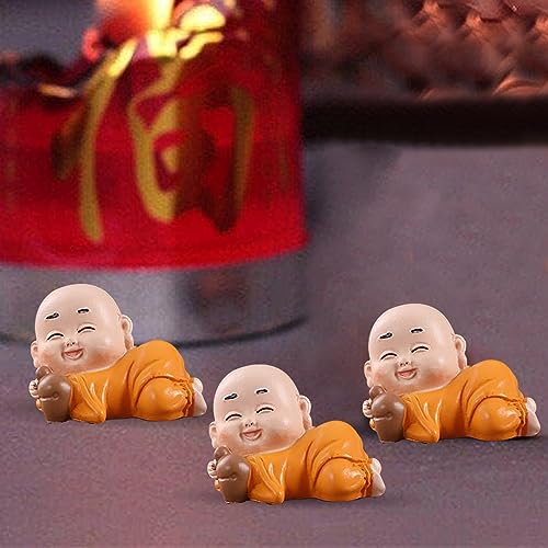 Xtore Little Cute Buddha for Table Decor | Home Decor (Pack of 3, Orange) - Image 1
