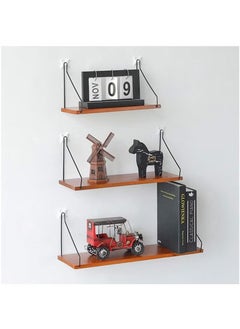 Arabest Floating Shelves Floating Shelf for Wall Floating Book Shelf Wall Mounted Organizer for Kitchen Living Room Bedroom Office Storage Shelves Display Racks Home Decor Set of 3, Teak  - Image 1