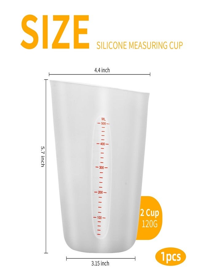 eispap 1Pc 500 ml White Silicone Measuring Cups, Silicone Reusable Mixing Pouring Measure Cups, Melt Stir Squeeze & Pour Measuring Cups for Epoxy Resin Casting Moulds Cups (1, White, 500ML) - Image 2