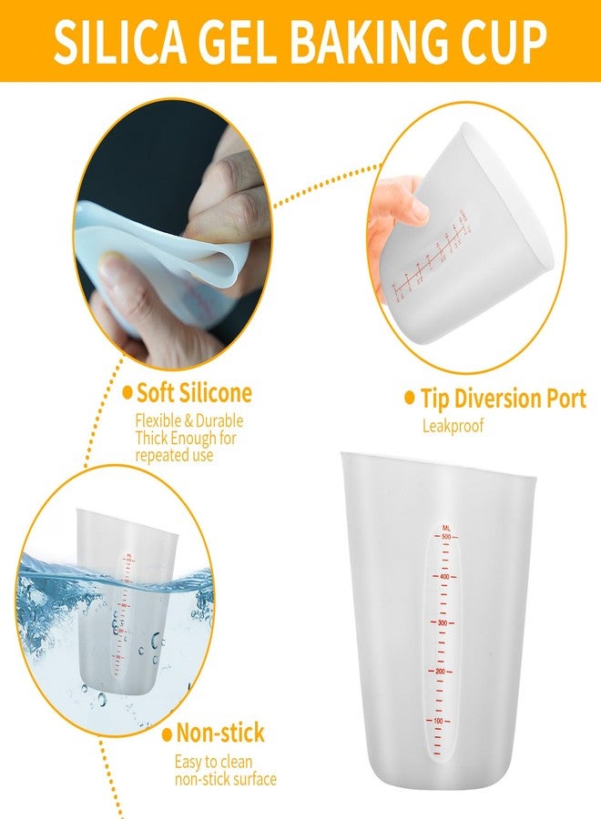 eispap 1Pc 500 ml White Silicone Measuring Cups, Silicone Reusable Mixing Pouring Measure Cups, Melt Stir Squeeze & Pour Measuring Cups for Epoxy Resin Casting Moulds Cups (1, White, 500ML) - Image 5