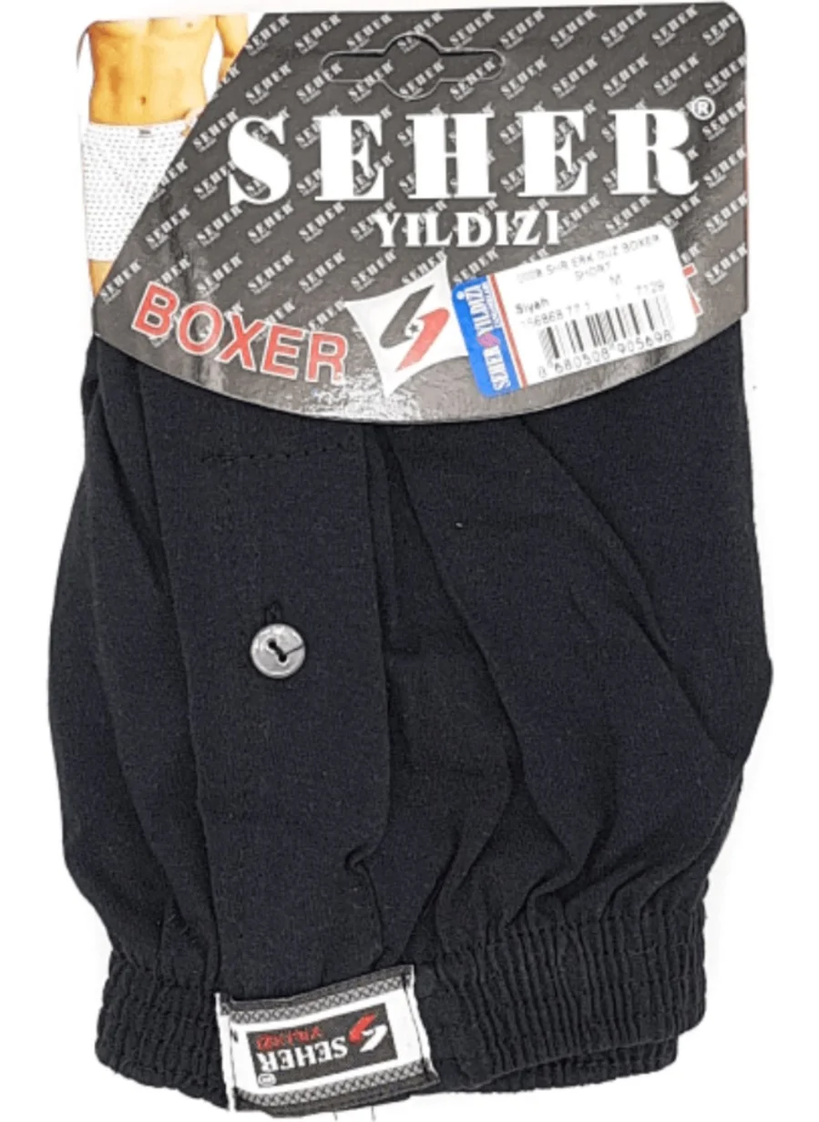 Seher Yıldızı Seher Yıldızı 6 Pieces Black Seher Yıldızı Combed Cotton Plain Boxer 0008