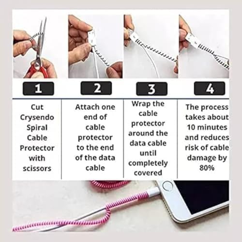 On Blow Spiral Cable Protector, 1 Metre, Multi-Colour Phone Charger Cord Organiser - Image 4