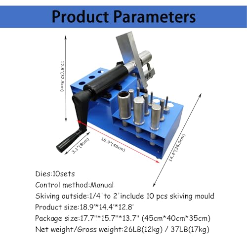 INTBUYING Manual hydraulic Stripping Machine Rubber Hose Peeling Skiving Machine 1/4'' to 2'' with 10 Sets of Dies for Peeling Rubber - Image 2