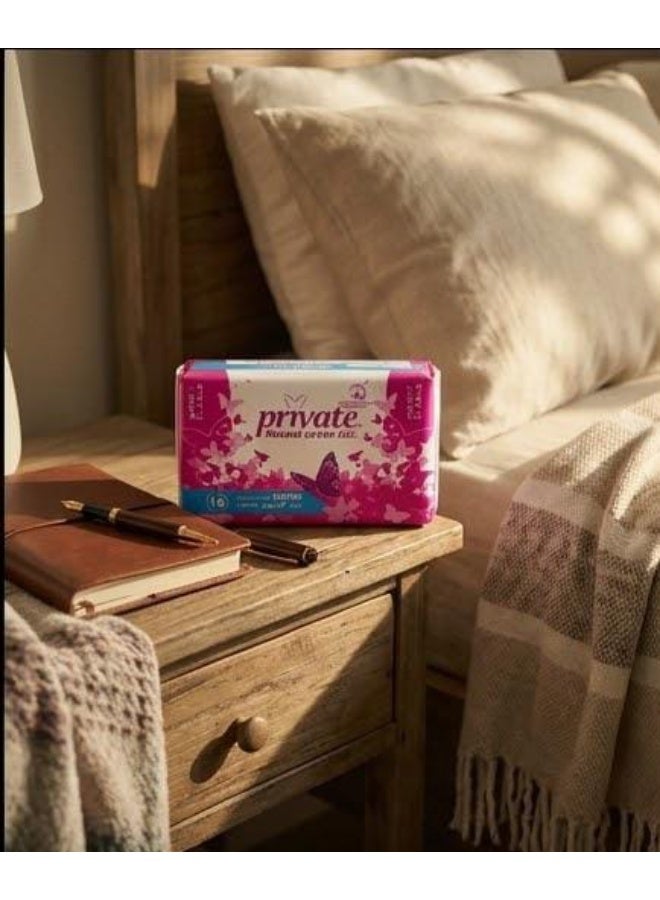 Private Natural Cotton Feel Extra Thin Super With Wings 16 Pads 2Pc - Image 2