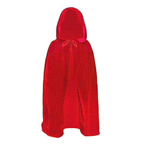 SZBZ Kids Halloween Christmas Costumes Cape Little Red Riding Hood Cape Velvet Hooded Cosplay Party Cloak Red - Image 1