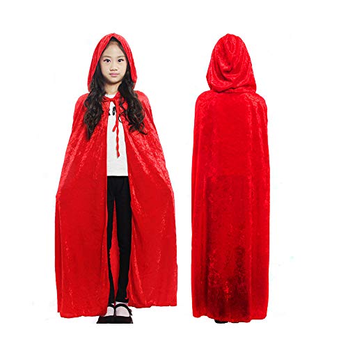 SZBZ Kids Halloween Christmas Costumes Cape Little Red Riding Hood Cape Velvet Hooded Cosplay Party Cloak Red - Image 5