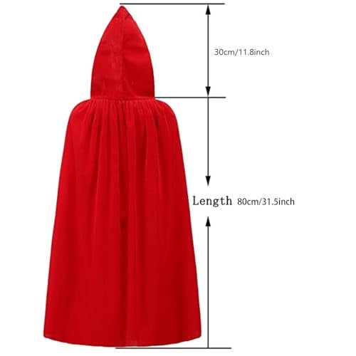SZBZ Kids Halloween Christmas Costumes Cape Little Red Riding Hood Cape Velvet Hooded Cosplay Party Cloak Red - Image 2
