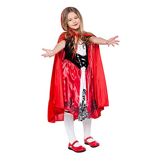 SZBZ Kids Halloween Christmas Costumes Cape Little Red Riding Hood Cape Velvet Hooded Cosplay Party Cloak Red - Image 4