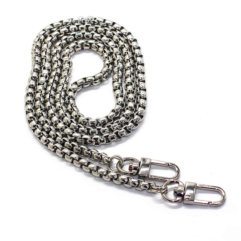 Model Worker Iron Box Chain Strap Handbag Chains Purse Chain Straps Shoulder Cross Body Replacement Straps with Metal Buckles (Silver, 31.5")